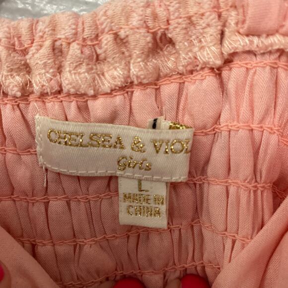 Chelsea & Violet Girls Sleeveless Square Neck Lace Tiered Smocked Tank Size L - Picture 10 of 12